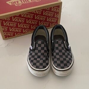 Vans Kids Black and Gray Checkered Sneakers